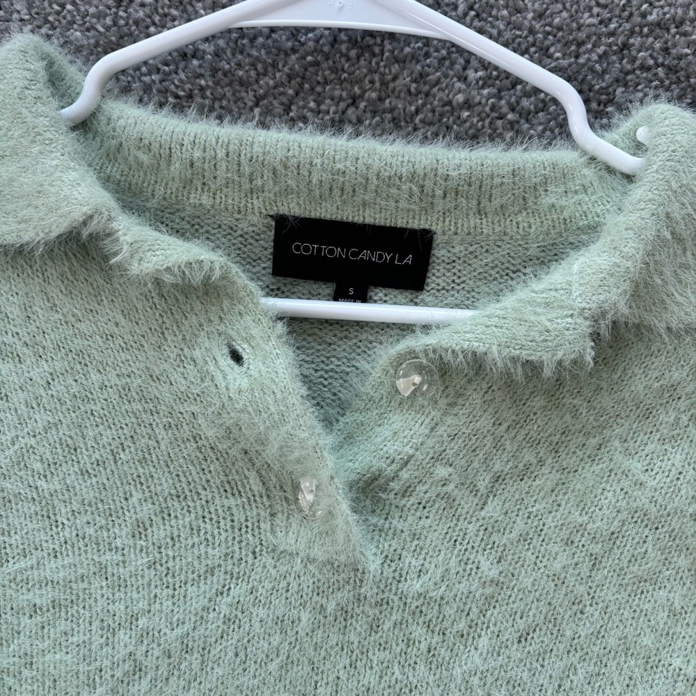 Cotton Candy LA Mint Green Fuzzy Sweater - Picture 3 of 4
